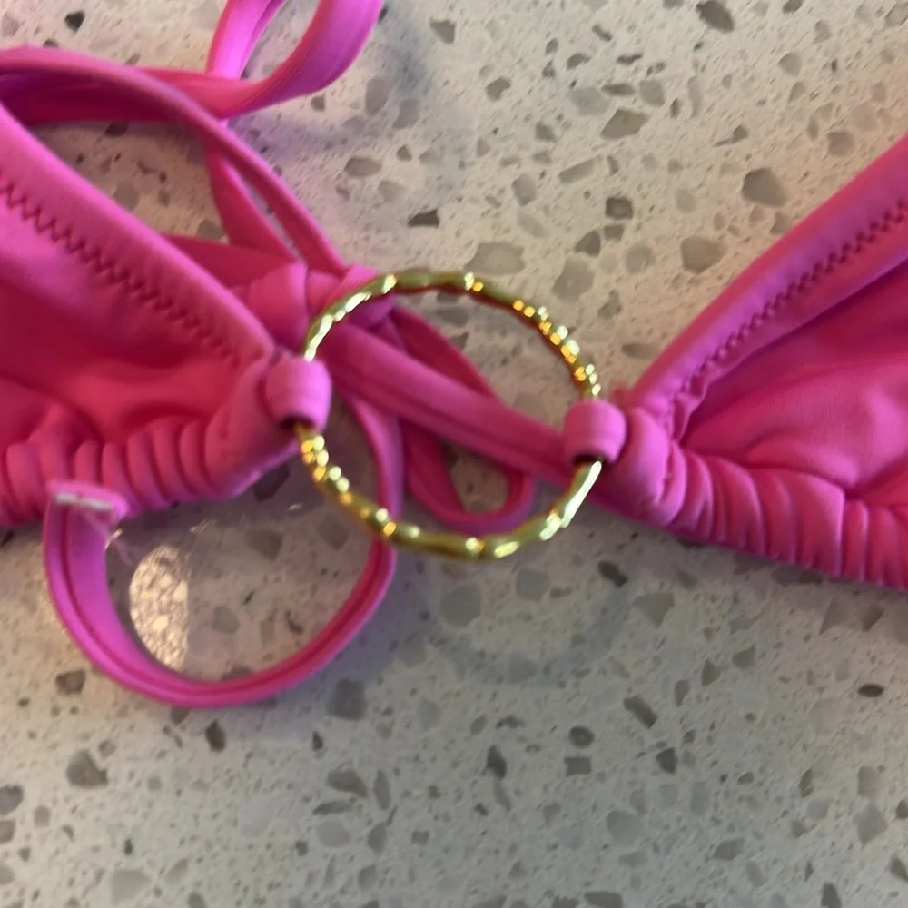 Melissa Odabash Hot Pink Ring-Accent Triangle Bikini